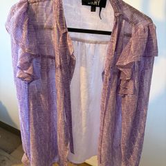 DKNY Lilac Printed Blouse Size Large Excellent Condition