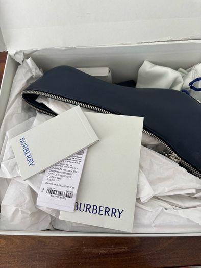 Burberry Navy Leather Baby Zip Heels Size 8