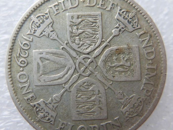 1929 George V Florin Silver Coin