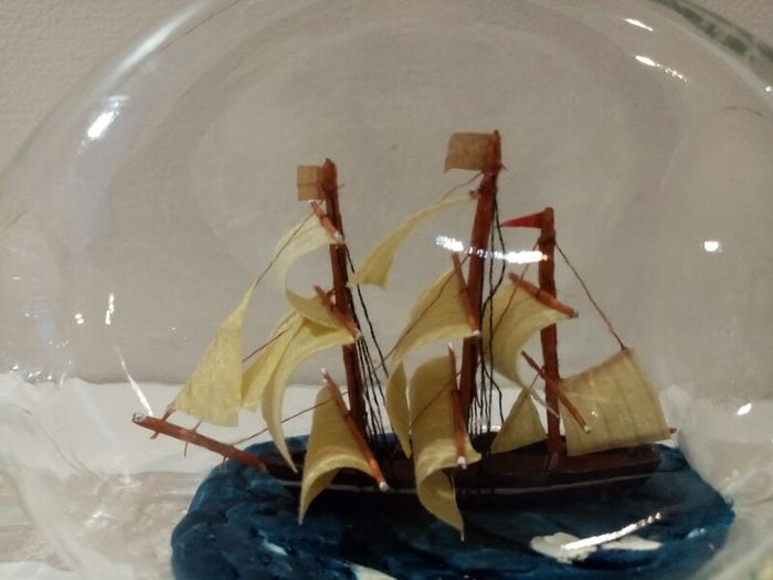 Vintage Miniature Ship in a "Dimple" Bottle