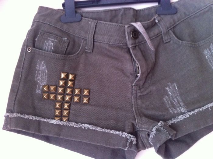 Gray studded shorts