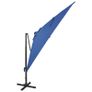 Cantilever Umbrella with Pole and LED Lights Azure Blue 300 cm Image 3