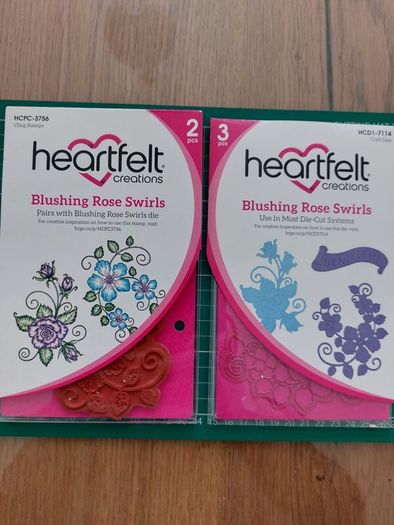 Heartfelt stamps and dies set- blushing rose swirls