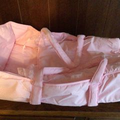Dolls pink gingham Carry cot