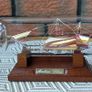 Blown Glass "Arabian Dhow" Sailing Ship Housed in Clear Glass Bottle. Image 2