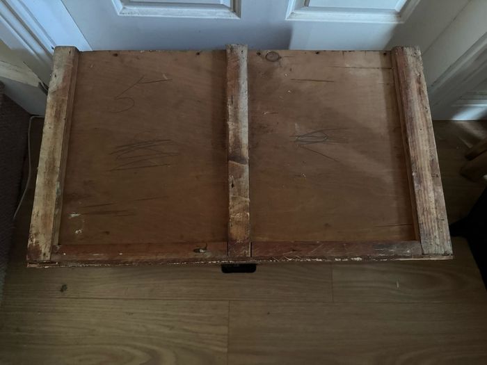 Vintage Industrial Wooden Storage Drawer / Crate with Brass Cup Handle