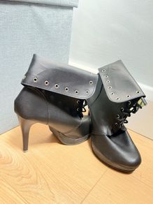 leather boots with stiletto heels