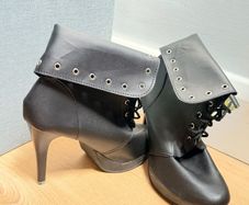 leather boots with stiletto heels