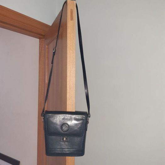 Black leather handbag