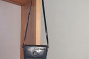Black leather handbag