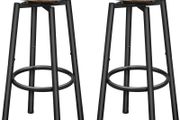 360 Swivel Bar Stools Set of 2, Round Kitchen Breakfast Stools, Bar Chairs with Footrest, for Kitchen Islands, Cafe, Counter, Rustic Brown and Black