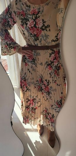 SHEIN floral pleated midi Sz L ( Fit 14-16UK)