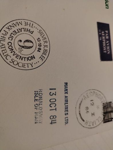 Isle of Man 9th Philatelic convention 1984.Special Stamped cover