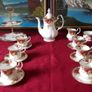 16 Piece Royal Albert Old Country Roses Bone China Gold Gilt Coffee Set With Two Tier Cake Stand For 6 Person Setting Made In England Image 2