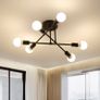 NEW SALE | Chandelier Light, 6 Lights Industrial Semi Flush Mount Ceiling Lamp, Vintage Chandelier Lighting for Living Room Bedroom Kitchen Dining Room Hallway E27 Image 3