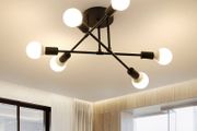 NEW SALE | Sputnik Ceiling Light, 6-Light Matte Black Flush Mount Ceiling Light, Mid-Century Modern Light Fixture for Bedroom, Dining Room, Living Room, Kitchen