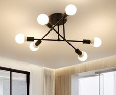 NEW SALE | Sputnik Ceiling Light, 6-Light Matte Black Flush Mount Ceiling Light, Mid-Century Modern Light Fixture for Bedroom, Dining Room, Living Room, Kitchen