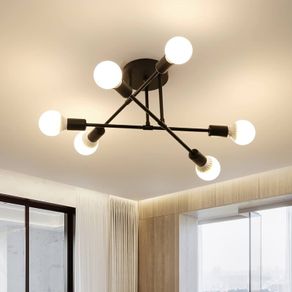 NEW SALE | Sputnik Ceiling Light, 6-Light Matte Black Flush Mount Ceiling Light, Mid-Century Modern Light Fixture for Bedroom, Dining Room, Living Room, Kitchen