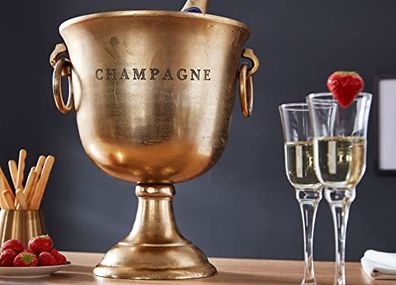 Champagne Cooler Gold or silver  28.5 x 37.5 x 28.5 cm Aluminium Solid Champagne Cooler Large Bottle Cooler Drinks Cooler Table Cooler for Champagne Wine Champagne