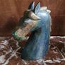Vintage carved wood & brass horses head Image 2