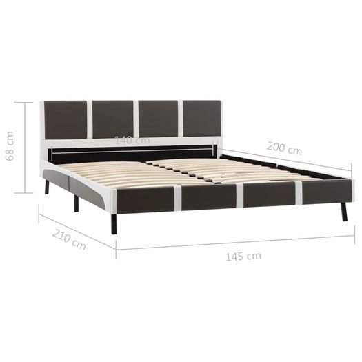 Bed Frame Grey and White Faux Leather 135x190 cm