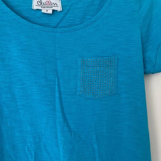 Blue Studded Pocket T-Shirt - Size S