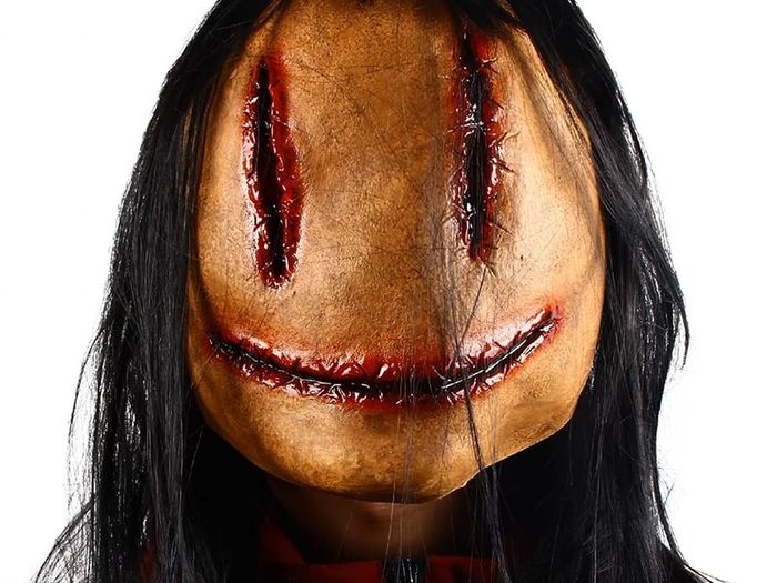 Halloween Mask for Adults, Realistic Horror Mask with Hair, Creepy Halloween Mask for Theme Party Cosplay