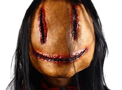 Halloween Mask for Adults, Realistic Horror Mask with Hair, Creepy Halloween Mask for Theme Party Cosplay