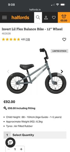 Invert Lil Flex Balance Bike - 12" Wheel