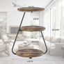 Side Table, Small Round Coffee Table with 3 Color LED Lights, End Table with 3 Tier Storage Shelves, Bedside Sofa Side Tables for Living Room Bedroom, Rustic Brown Image 2