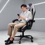 Gaming Chair with Footrest & Lumbar Support,Reclining Swivel Chair,Ergonomic Gaming Chair for Adults, High-Back Racing Style,Adjustable Height with Headrest Pillow Image 2