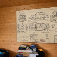 VW Beetle 1973 Construction Drawing Artwork on Canvas