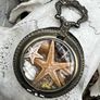 Boho Beach Seaside Starfish Brass Locket Pocket Watch  Necklace Vintage Antique Summer Image 3