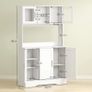 Kitchen cabinet, Scandinavian design, 4 cabinets, adjustable shelves, glass doors, open area, particleboard, MDF, white Image 2
