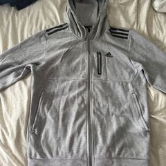 Adidas Grey Full-Zip Hoodie M