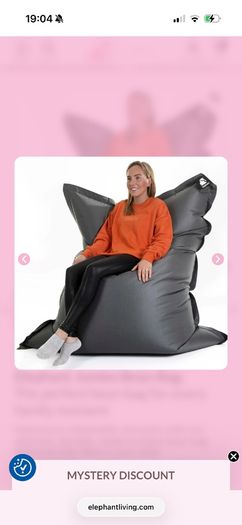 Elephant Living Jumbo Bean Bag in Black