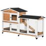 Rabbit Hutch Outdoor with Run Guinea Pig Hutch, 2-Tier Bunny Cage with Wheels, No-Leak Plastic Tray, 157.4 x 53 x 99.5 cm, Yellow Image 6