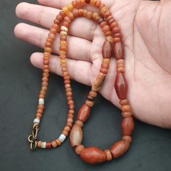 Ancient Carnelian Agate Beads From Mali Africa Necklace 22 inches