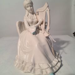 'The Harpist' glazed porcelain bisque