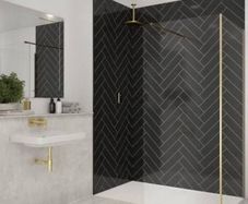 Brushed Brass Glass Shower Panel 1200mm
