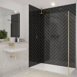 Brushed Brass Glass Shower Panel 1200mm