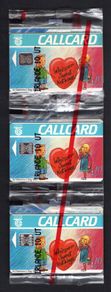 1993 Ireland 10 unit St Valentine's Day 1993 (Schlumberger ) Call Card Mint in Packaging Strip of 7. Telecom Eireann Card Number 1041