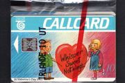 1993 Ireland 10 unit St Valentine's Day 1993 (Schlumberger ) Call Card Mint in Packaging Strip of 7. Telecom Eireann Card Number 1041