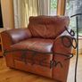 brown leather sofa and arm chair Image 6