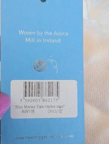 Newbridge Blue Ombre Merino Yarn Cape made in Avoca Mill