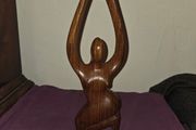 Carved Wooden Yoga Pose Woman