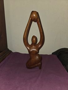 Carved Wooden Yoga Pose Woman
