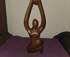 Carved Wooden Yoga Pose Woman