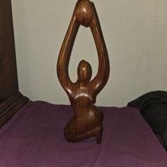Carved Wooden Yoga Pose Woman