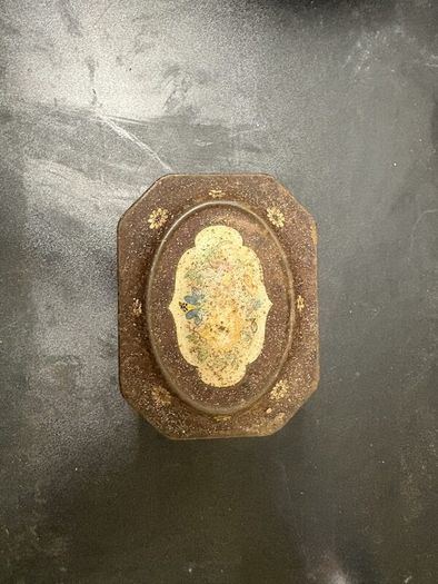 Small Vintage Hinged Floral Metal Tin